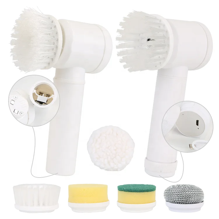 Kitchen Clean Tool USB or Battery Bathroom Bathtub Cleaning Brush Spin 5-In-1 Handheld Kitchen Electric Cleaning Brush
