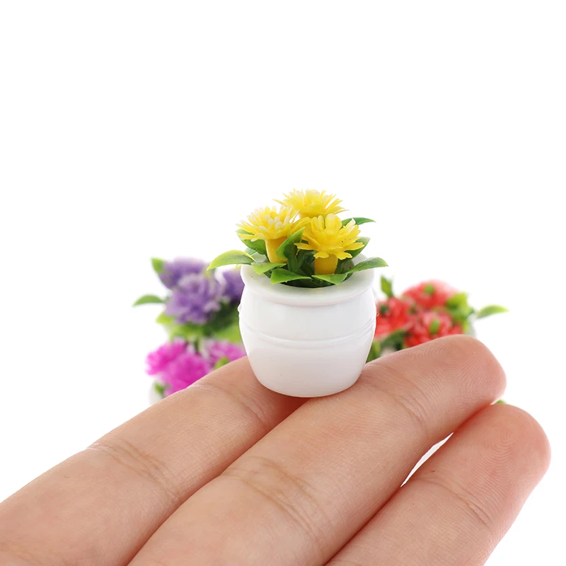 3pcs 1:12 Dollhouse Miniature Green Plant In Pot Simulation Potted plants