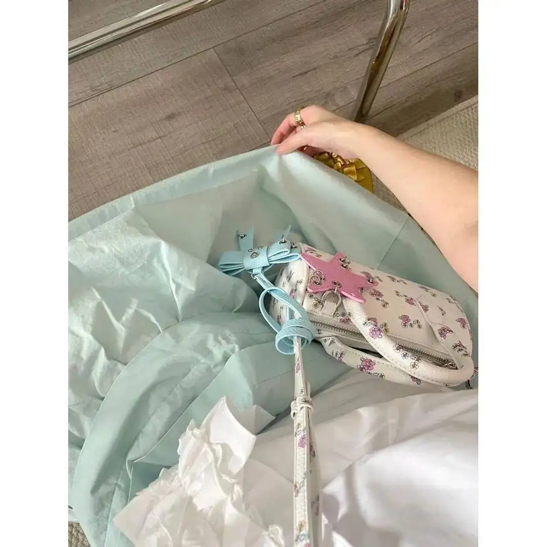 Bloom Summer Hot Girls Floral Y2k Hand Women Haruku Cylinder Handle Messenger Bag Purse Female Dopamine Crossbody Bags