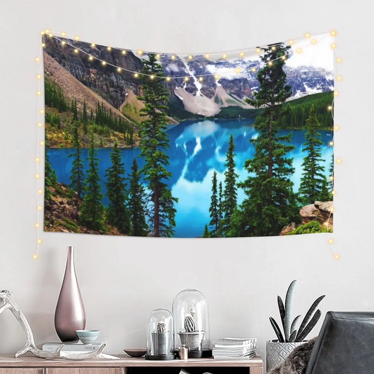 Moraine Lake, Banff, Alberta Tapestry Decoration Aesthetic Wall Hangings Decoration Tapestry