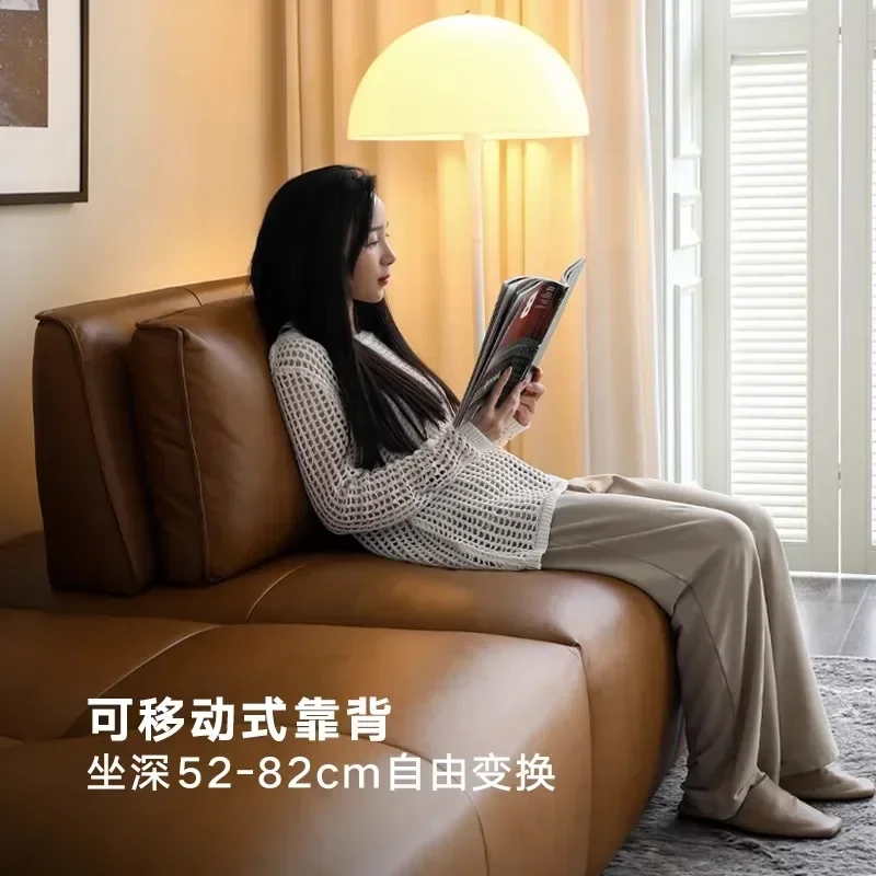 Electric telescopic adjustable backrest full leather sofa