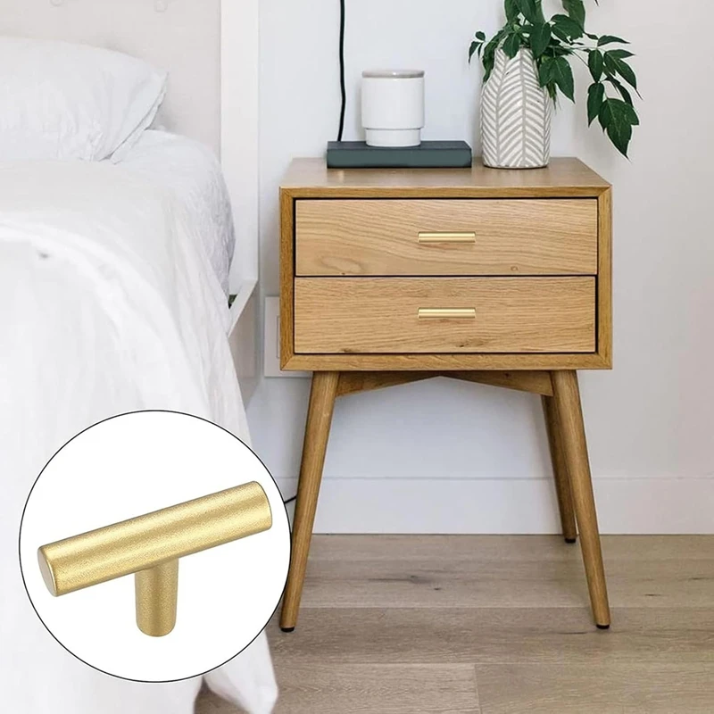 AB15-12Pack Kitchen Cupboard Handles Brushed Nickel Cabinet Pulls 46Mm T Bar Handles With Screws For Wardrobes Bathroom Doors