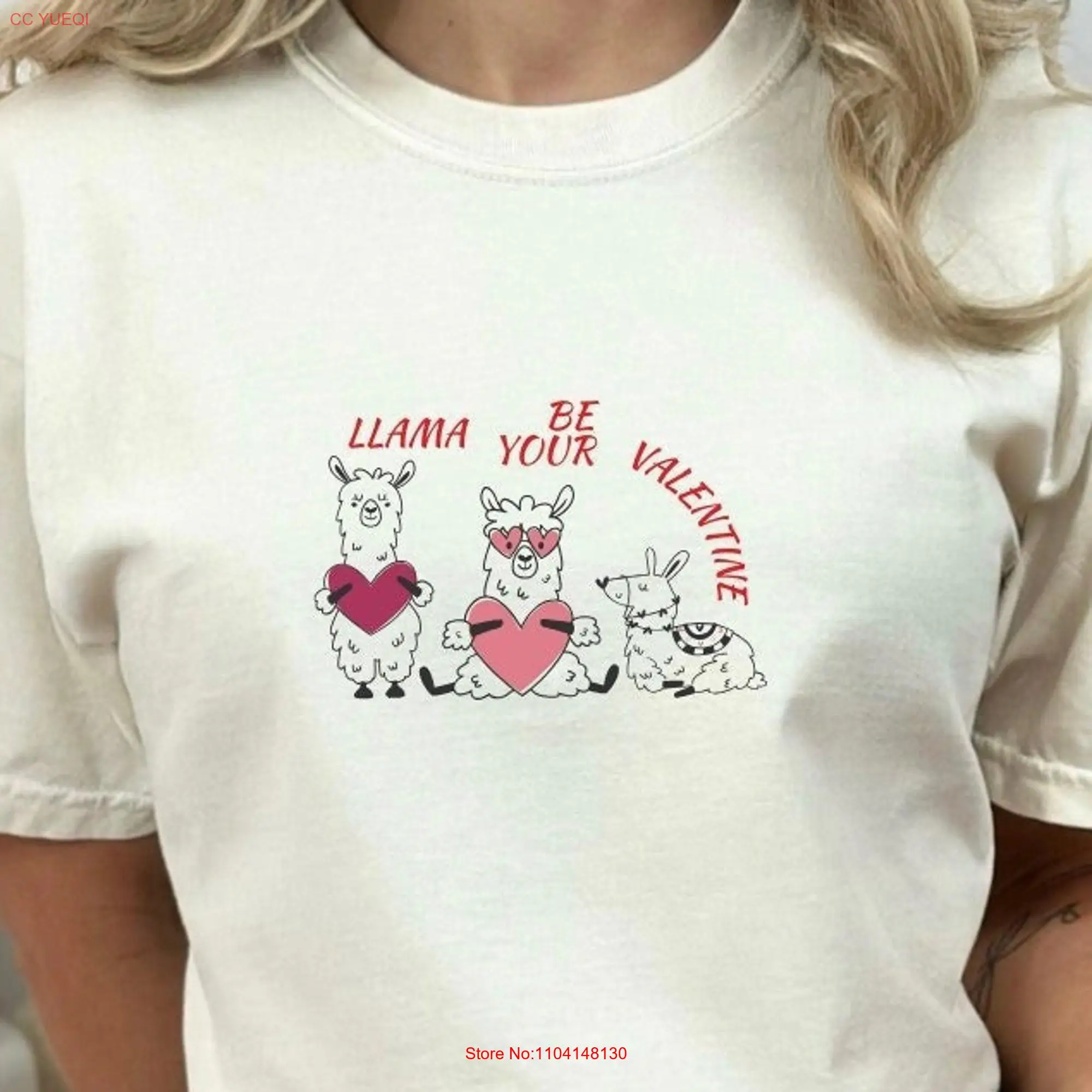 Llama Love Valentine Day SweaT T Shirt Lover Sweater Cute Animal Heart Balloons long or short sleeves