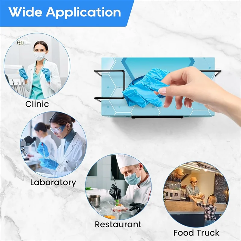 

Premium Glove Box Holder Wall Mounted Disposable Glove Dispenser, Metal Glove Rack For Rubber Glove Organizer Facial Tissue,2Pcs