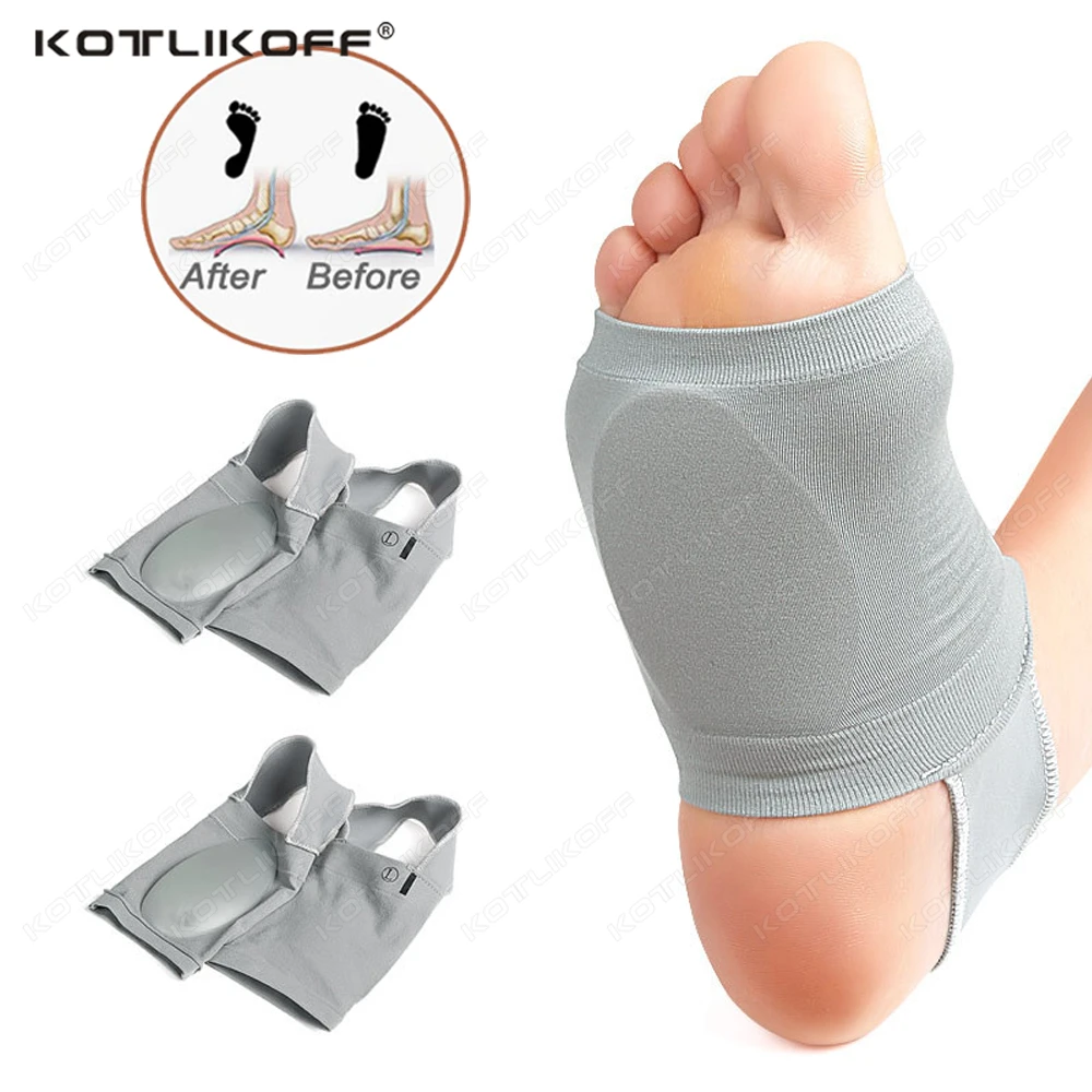 1/2 Pairs of Vegetative Arch Support Sleeves with Gel Pads - Compression Socks Elastic Strap On the Heel Orthopaedic