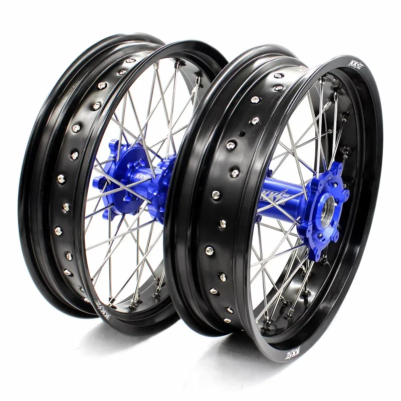 

【2025】 Мотоциклетные 17-дюймовые колеса Supermoto, набор дисков из сплава, подходит для SUZUKI DRZ400 DRZ400E DRZ400S DRZ400SM 2000-2024, синяя ступица