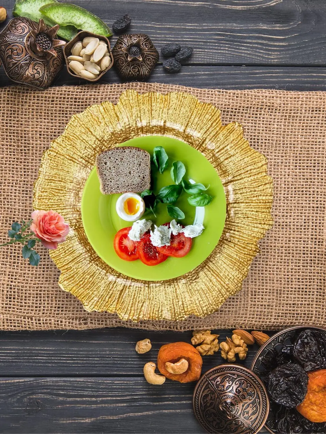 120/300 Stück Runde Platzteller, Kunststoff-Präsentationsplatten-Set, Tischdekoration für Hochzeiten, Bankette, Weihnachten – Detail 4