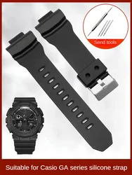 Rubber watch band Substitute For G-SHOCK GAW-100B GA-150/200/310 GAS-100 Series Men Convex Interface Silicone Watch Strap 16mm