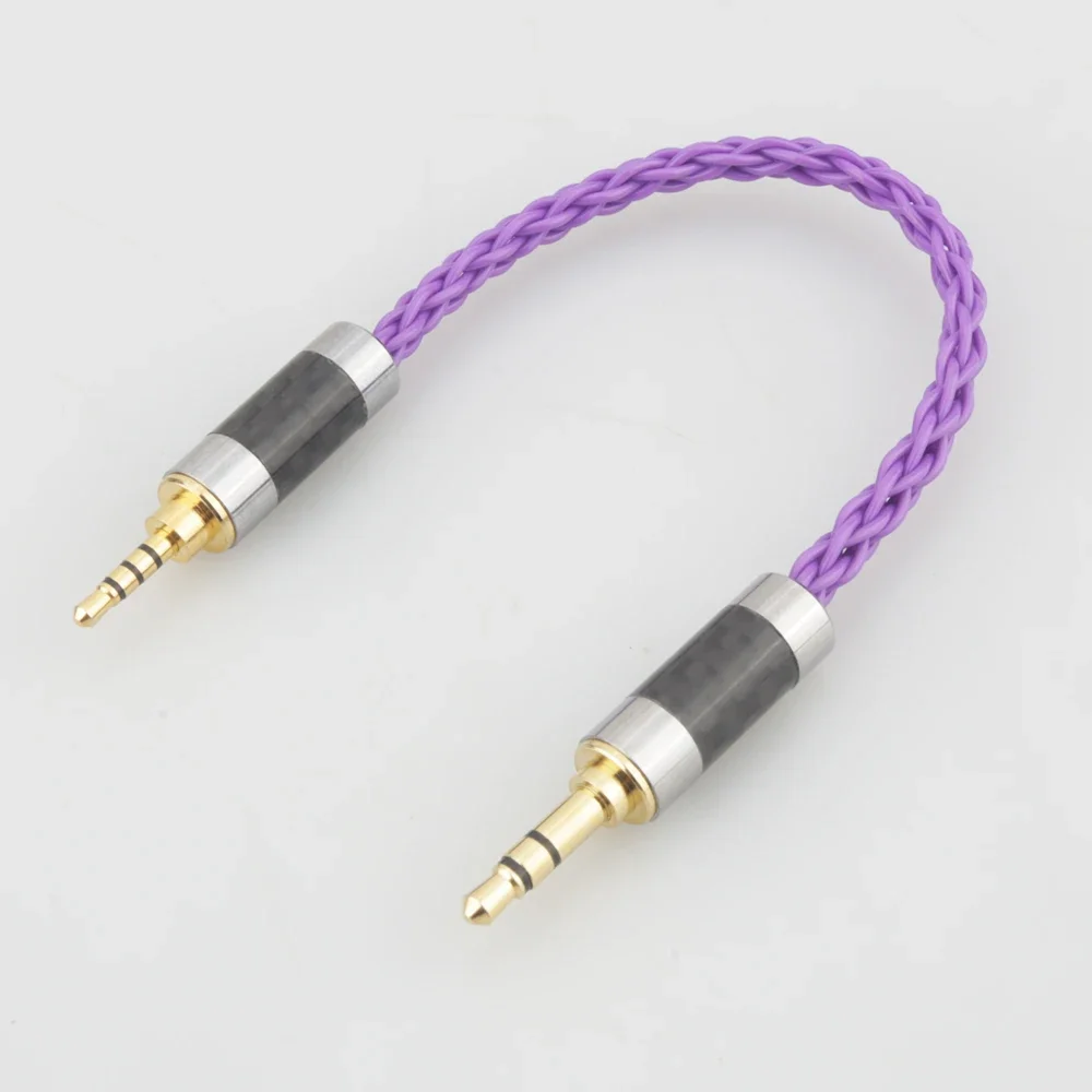 Cabo adaptador de áudio hifi de fibra de carbono 2.5mm trrs macho balanceado para 3.5mm estéreo macho cabo de equilíbrio trrs de 3.5mm a 2.5mm