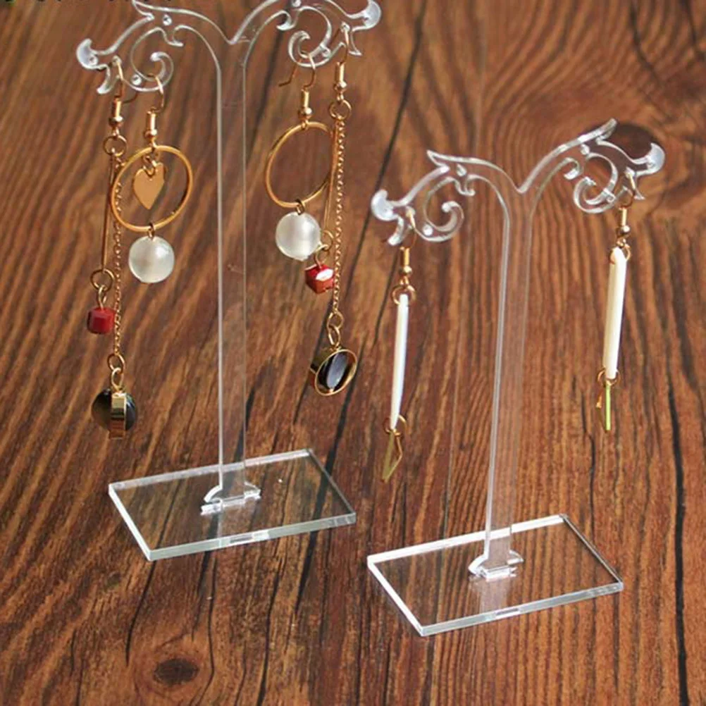 

5Pcs Chic Jewelry Display Racks Leaf-Shaped Carved Acrylic Earring Stands for Women Fashionable Storage Supports Home Decorative