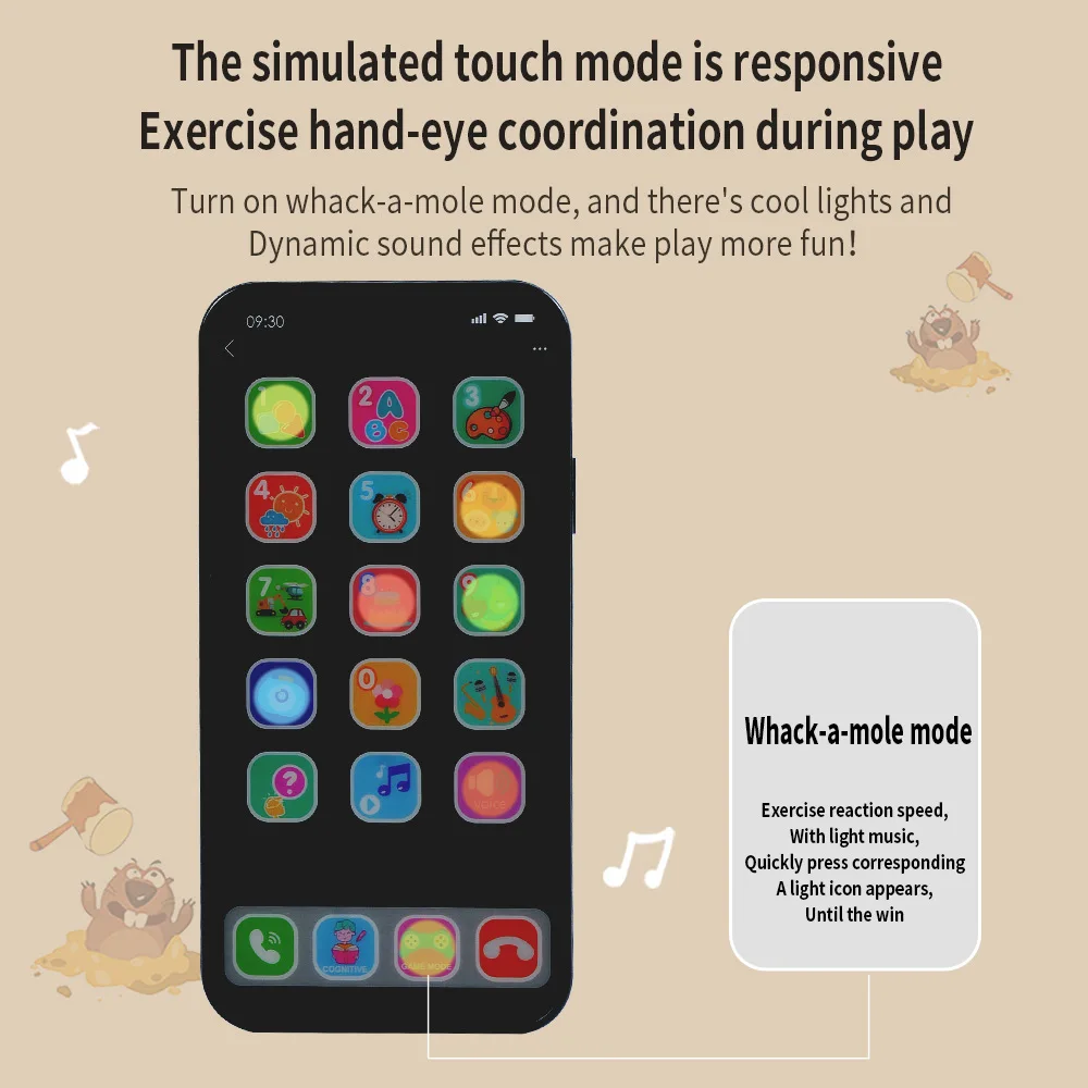 Vocaal mobiele telefoonspeelgoed voor kinderen Gesimuleerde educatieve telefoons voor vroeg onderwijs Touchscreen Telefoonleermachines