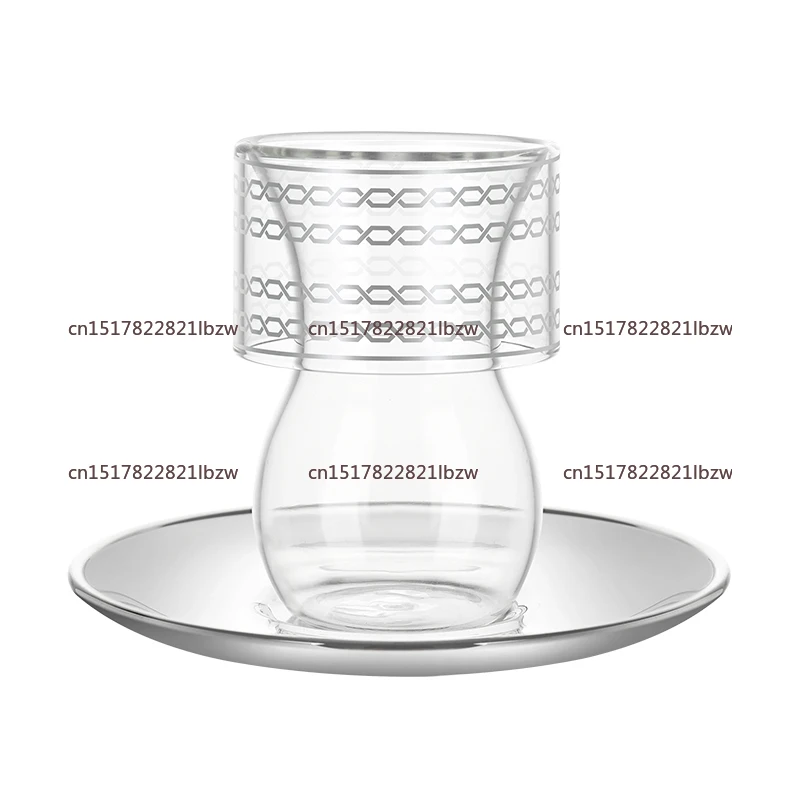 2025 Deluxe Silver Plated  Tea and Coffee Cup Tea Saucer Set Ceramic Glass Hotel Party Home Decor New Product