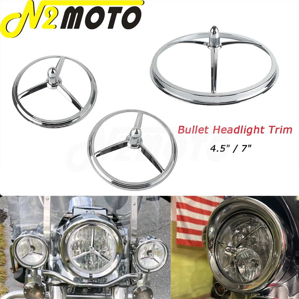 Motorrad 7 "Scheinwerfer Bullet Trim Ring Für Harley Touring Electra Glide Chopper Bobber Custom 4,5" Nebel Licht Borte Felge abdeckungen