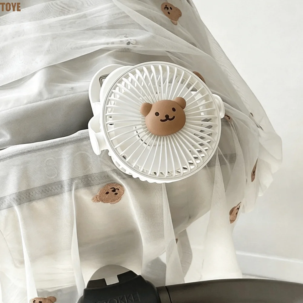 

3 Speeds Cart Stroller Fan Lithium Battery Bear Portable Outdoor Fan Portable Bunny Clip On Electric Fan for 3.7V1200mAh