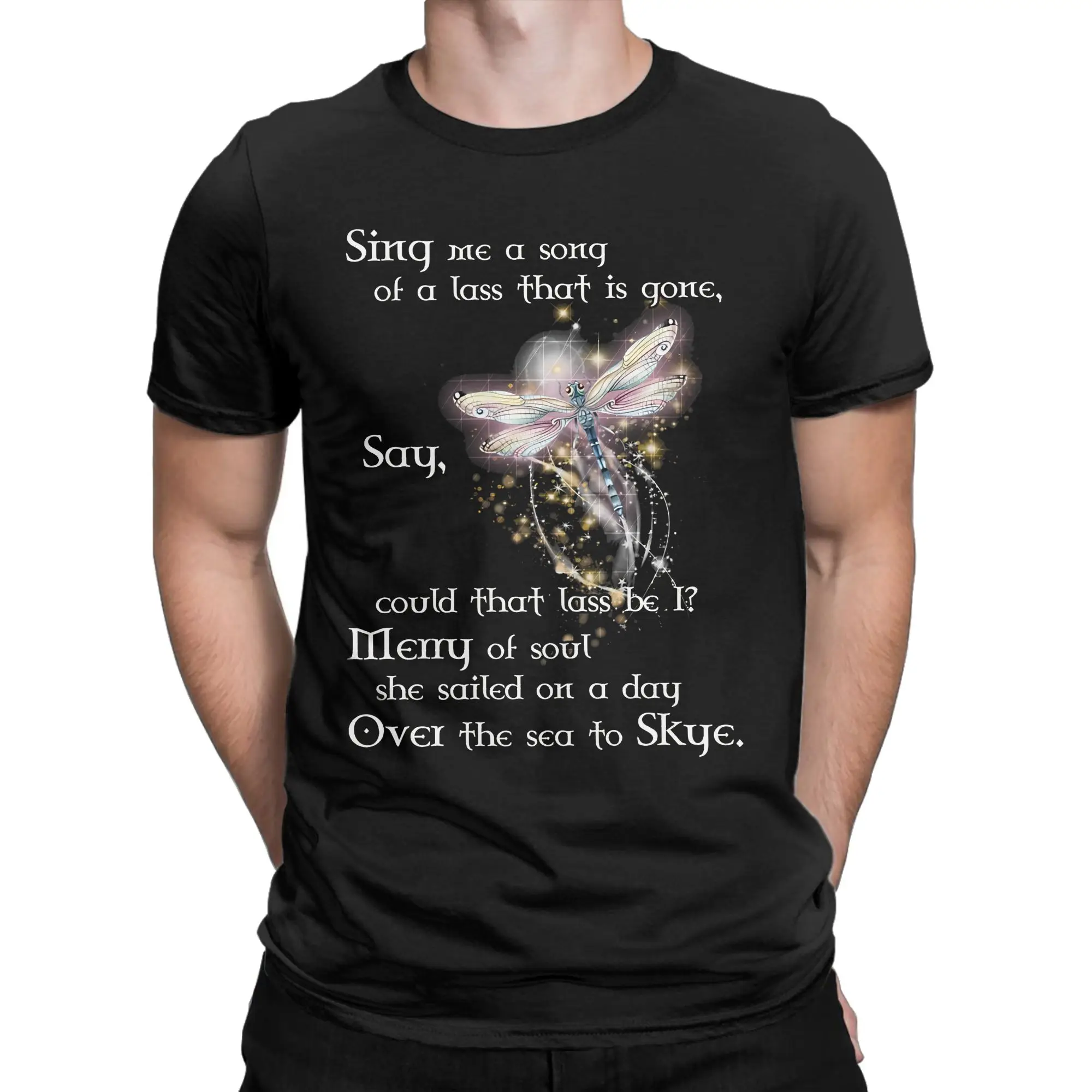 Outlander dragonfly T Shirt Beach  100 Cotton T-Shirts For Men Trending Casual Tshirt Short-Sleeved Y2K Retro Clothing