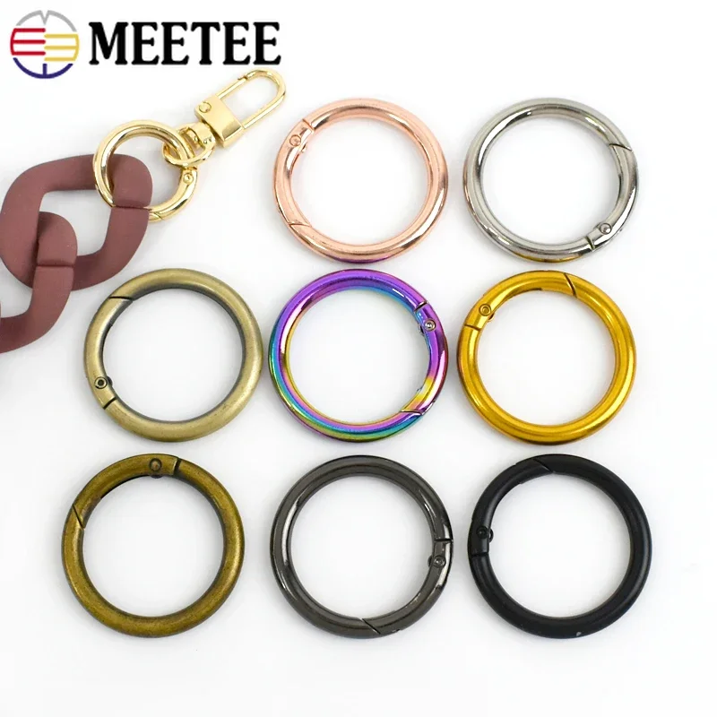 10Pcs Meetee Metal O Ring Spring Buckle 10-50mm Openable Snap Hooks Keychain Carabiner Bag Strap Connect Clasps Accessories