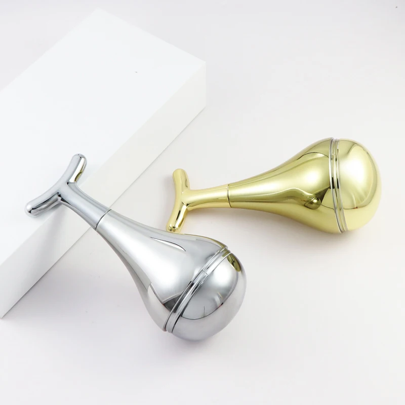 Zinc Alloy T-Shaped Cooling Massage Stick With Metal Ice Ball For Face Eye Body Skin Care