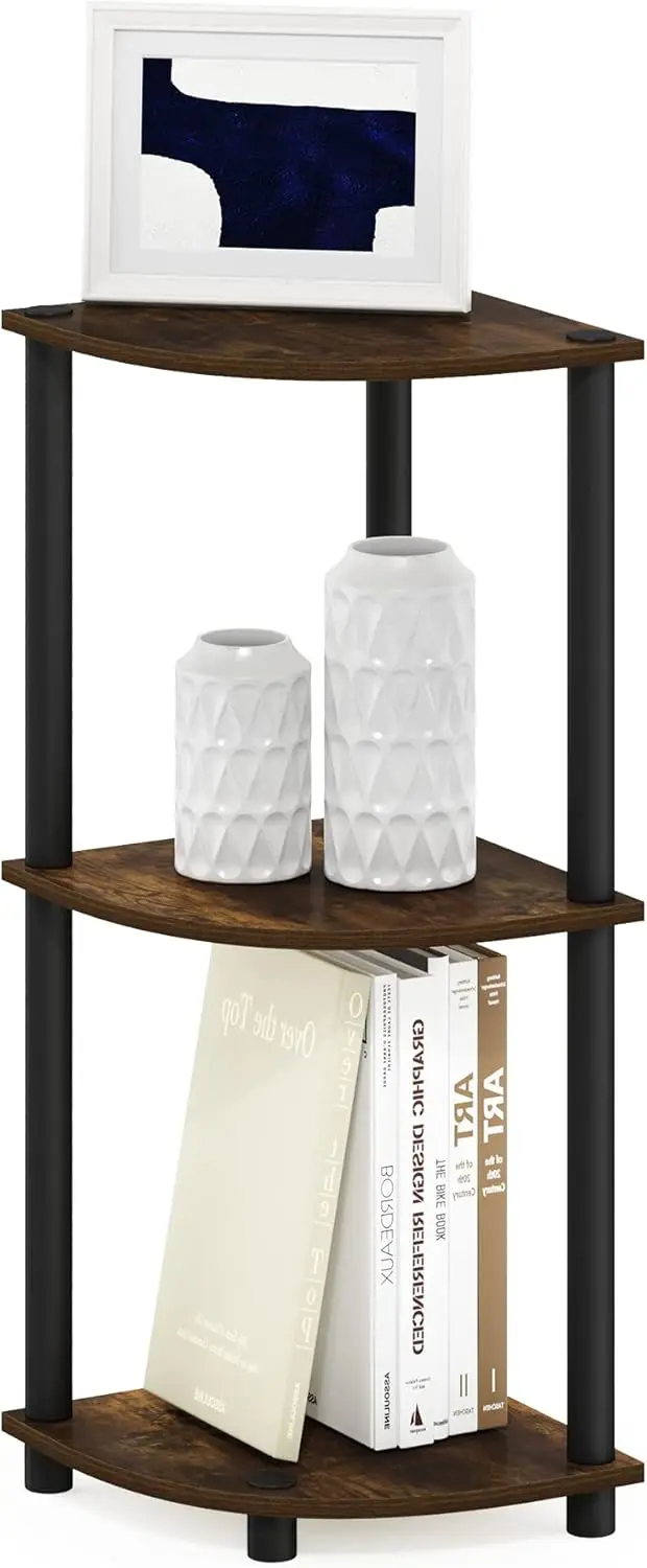 

Трехуровневая угловая полка с открытыми полками для гостиной, домашнего офиса, гаража, для хранения и организации вещей, цвет янтарная сосна