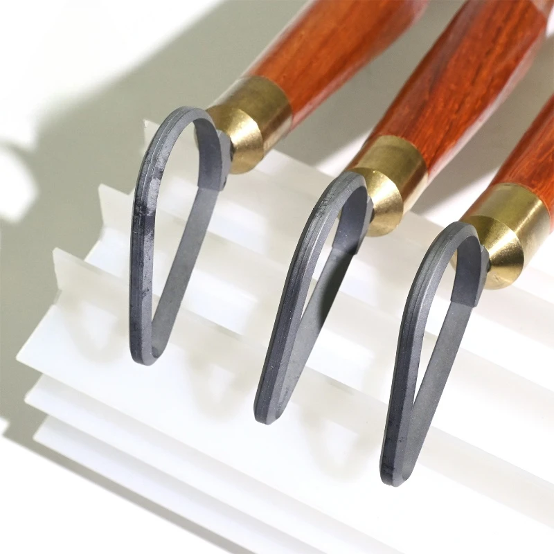 Töpfermesser mit Wolframstahlklinge und Holzgriff für Keramik, Ton, Skulpturen, Schnitzarbeiten, Schaber, DIY-Handwerkzeug – Detail 4