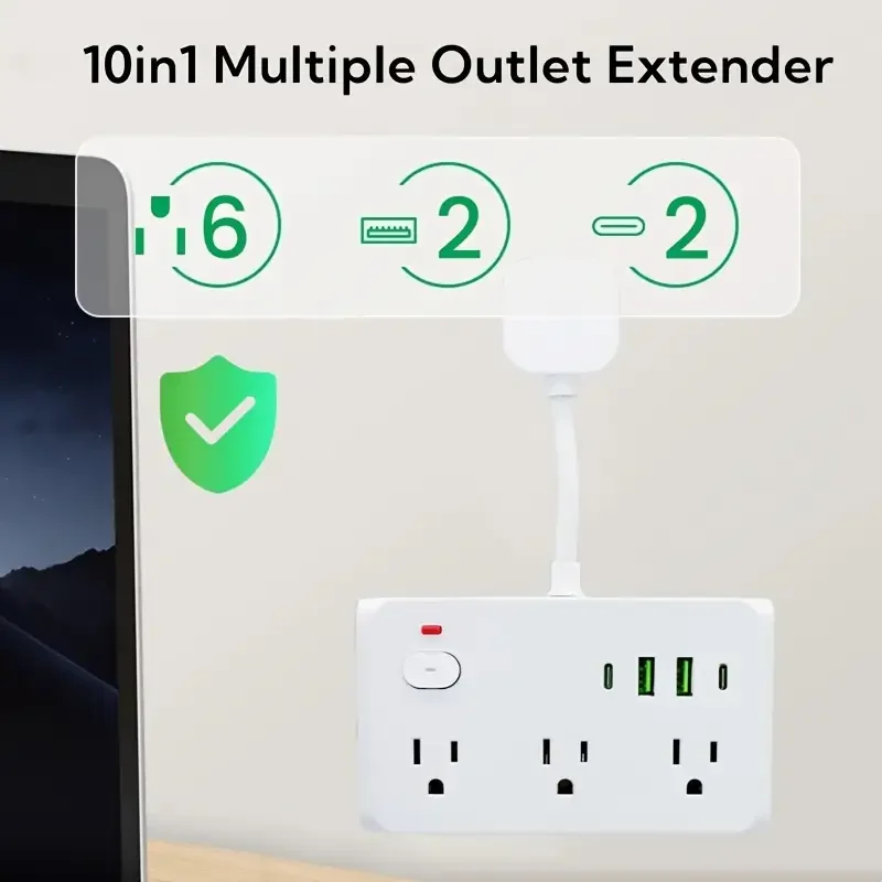 USB متعدد المنافذ موسع الطاقة منافذ USB منافذ التيار المتناوب الحائط الفاصل للسرير السفر الجدار مهايئ شاحن قطاع الطاقة