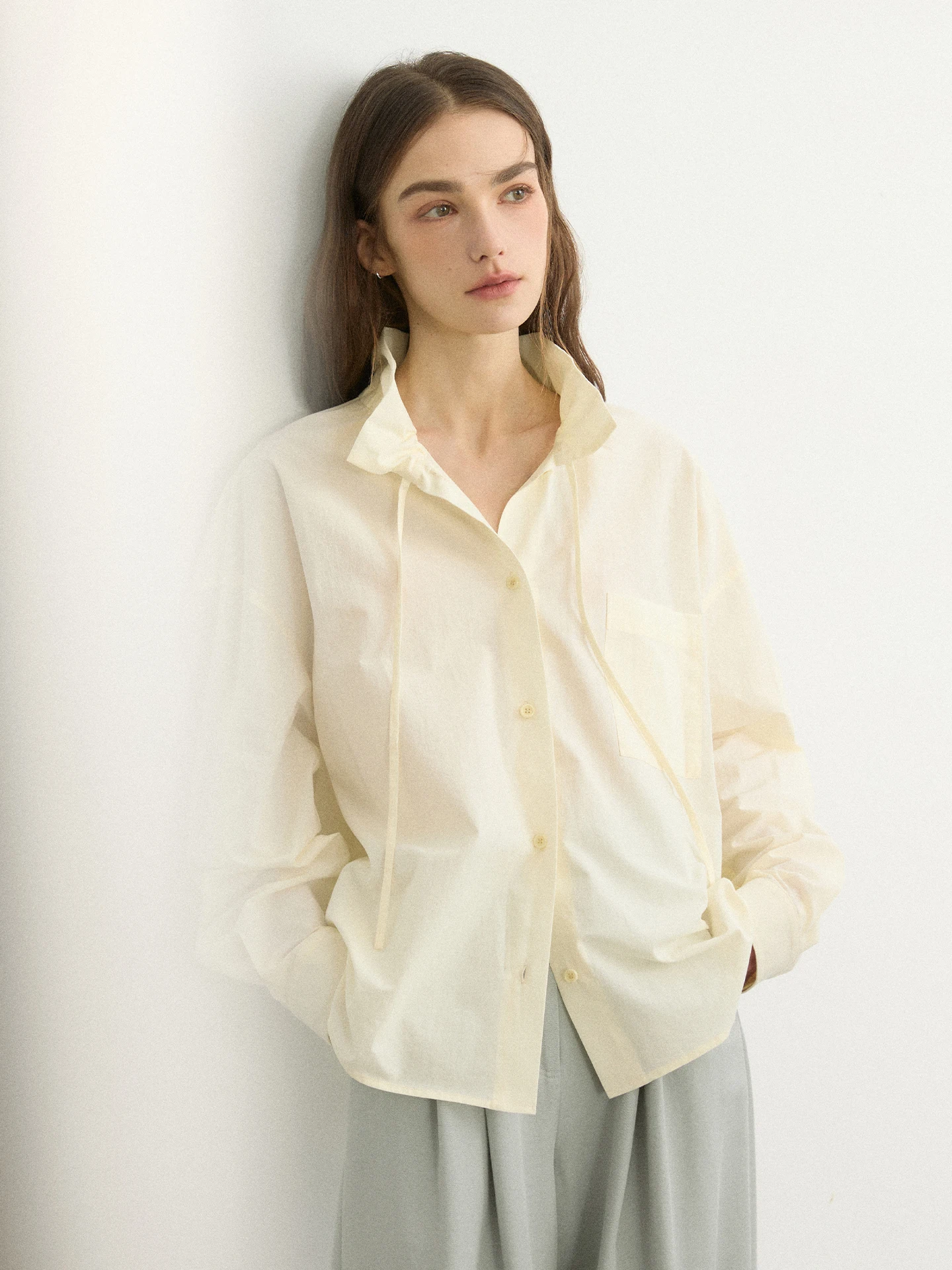 

Reatic White Long Sve Loose Fit Collared irt for Women Commute Friendly Simple Sle Pure Cotton Winter 2026