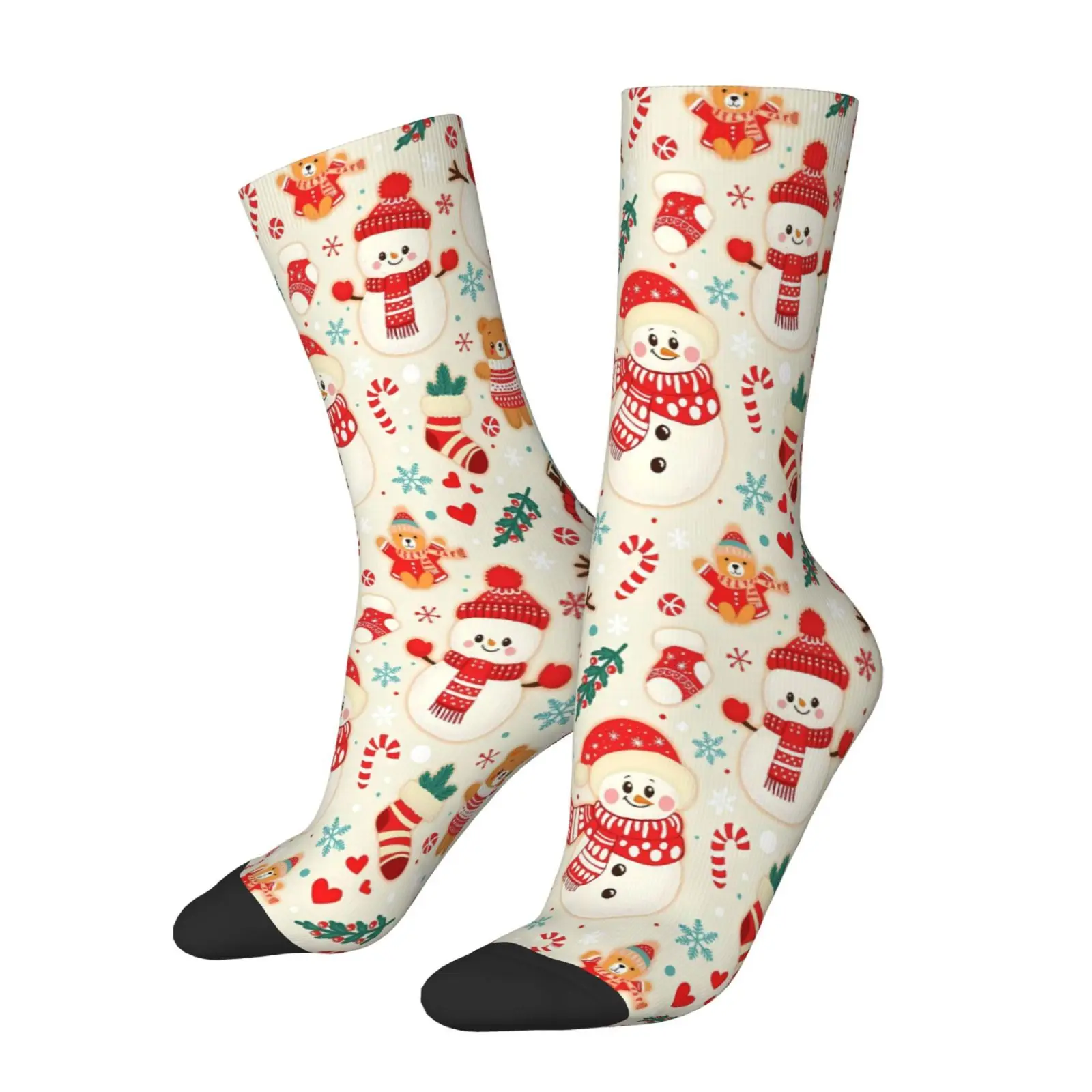 

Unisex Christmas Snowman Print Mid-Calf Socks Machine Washable, Breathable Comfortable for Outdoor Sports