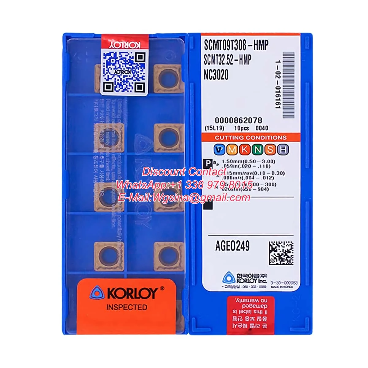 KORLOY SCMT Turning Insert: Original SCMT09T304/308 & SCMT120408 Series, HMP-PC9030