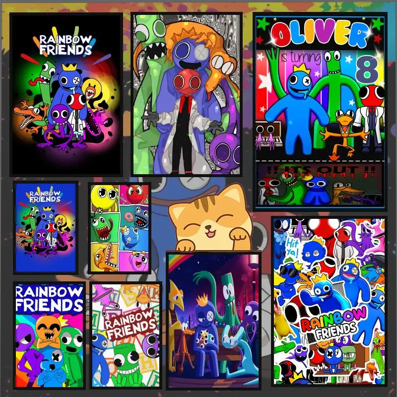 R-Rainbow Friends Toy Movie Sticky Poster HD Anime Hot Theme Singer/OST/Movie-Waterproof Self-Stick Home Decor