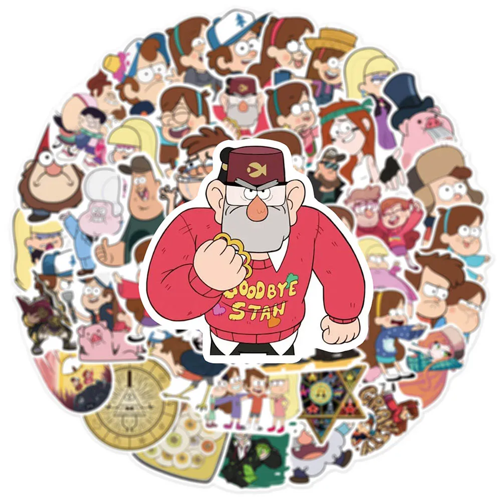 10/30/50PCS Cute Disney Gravity Falls Stickers Anime Decals DIY Skateboard Car Waterproof Anime Mabel Pines Dipper Pines Sticker