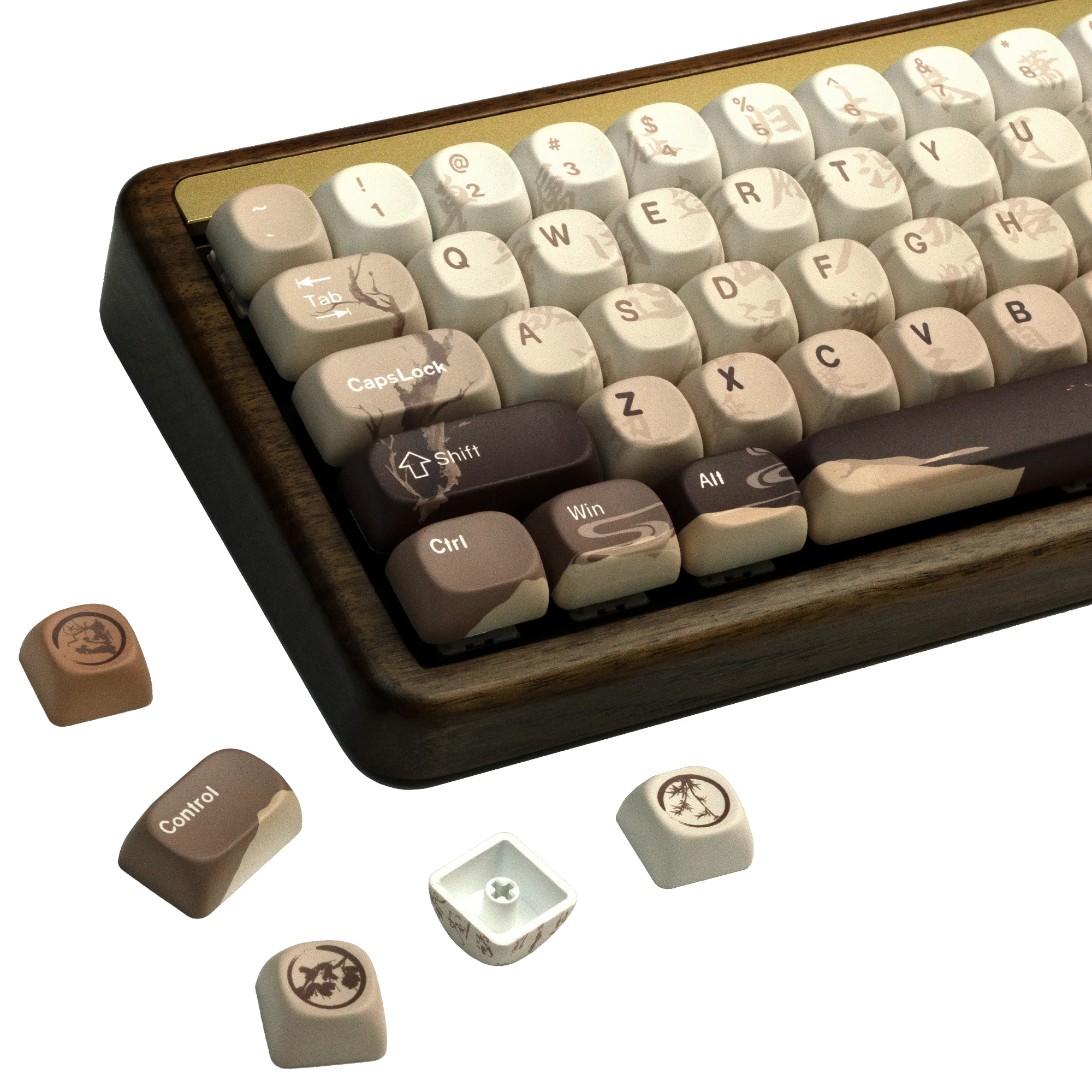 QBYI MOA Keycaps Chinese Style PBT Keycaps 140 Keys Thermal Sublimation Cherry MX Mechanical Keyboard Keycaps Accessories