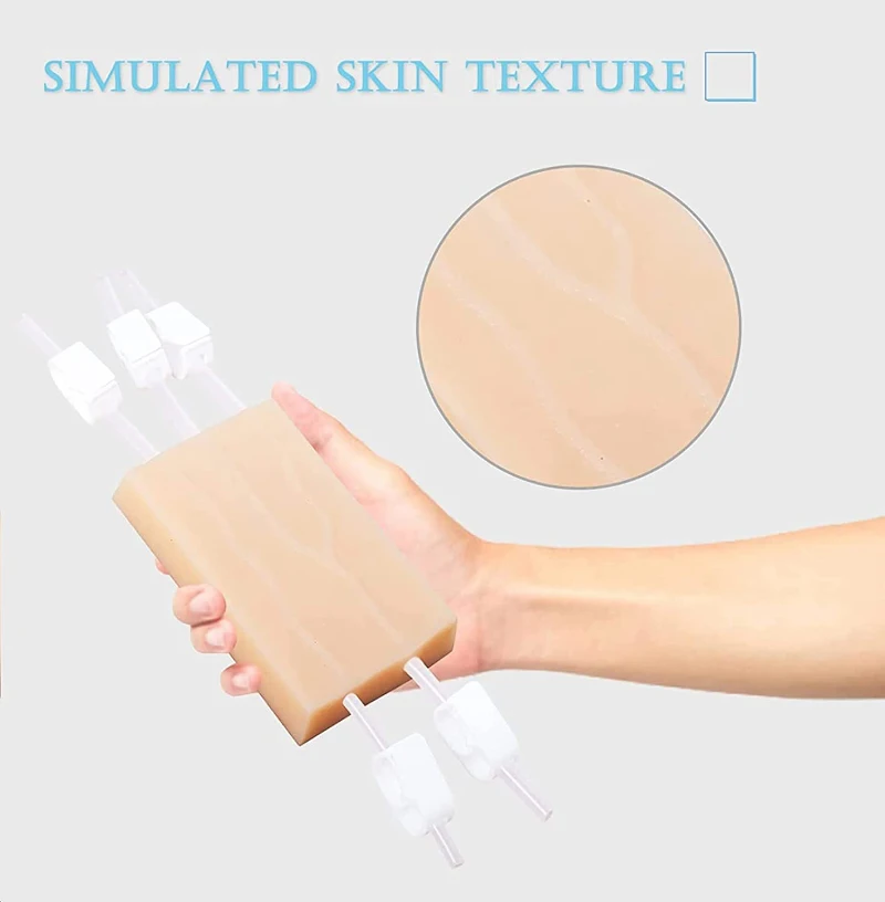 Injection Training Pad Silicone Human Skin Suture Model Y/4 Vein Imbedded Layers Injection Practice Model