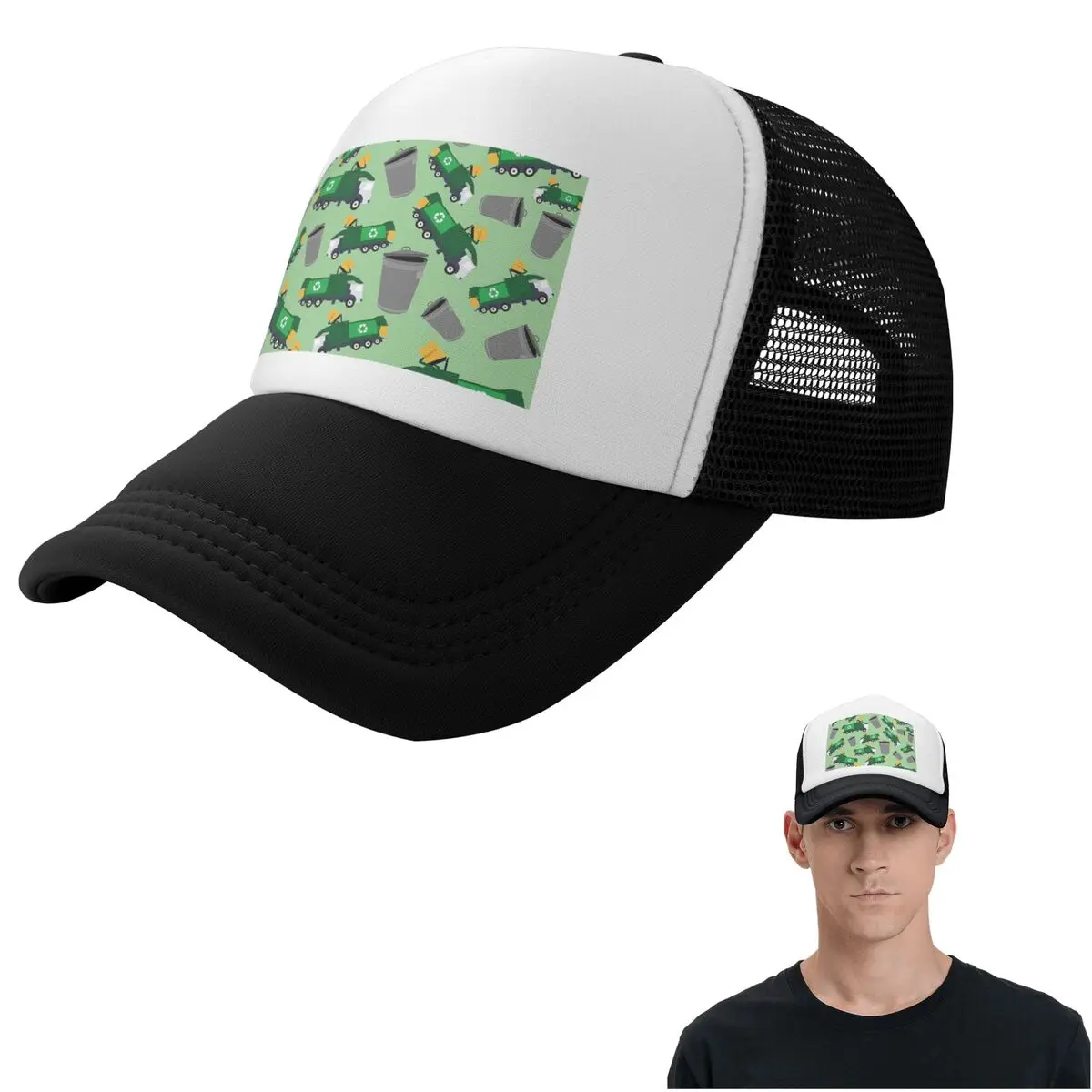 Recycling Garbage Truck Pattern Cap Fashion Mesh Baseball Caps Adjustable Hat Hip Hop Summer Unisex Baseball Hats