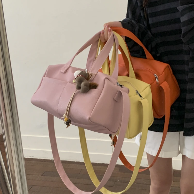 

Large Capacity Solid Color Soft Pu Leather Top-handle Handbag Women's Commuter Shoulder Bag Business Female Boston Bags Purses