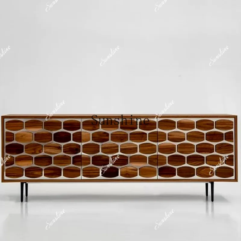 

Italian light luxury solid wood wall-to-wall TV cabinet modern simple high-end sideboard FT