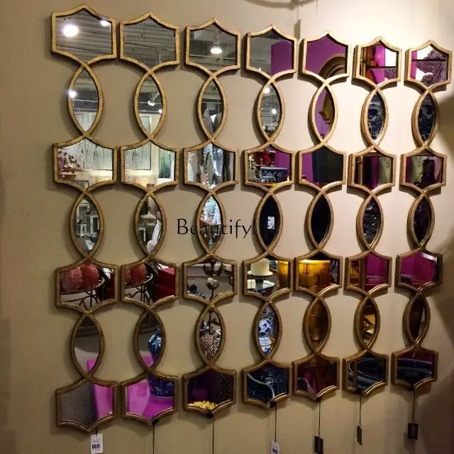 

yj9 Creative dining side American art mirror living room sofa TV background wall combination decorative mirror