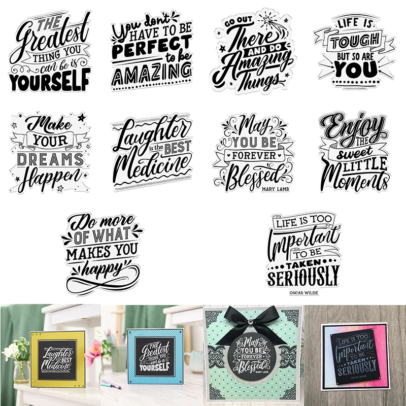 4*4 inch Clear Stamps English Words Phrase Happy Life Dream Amazing Things Blessed Encouragement DIY Scrapbooking 2022 New