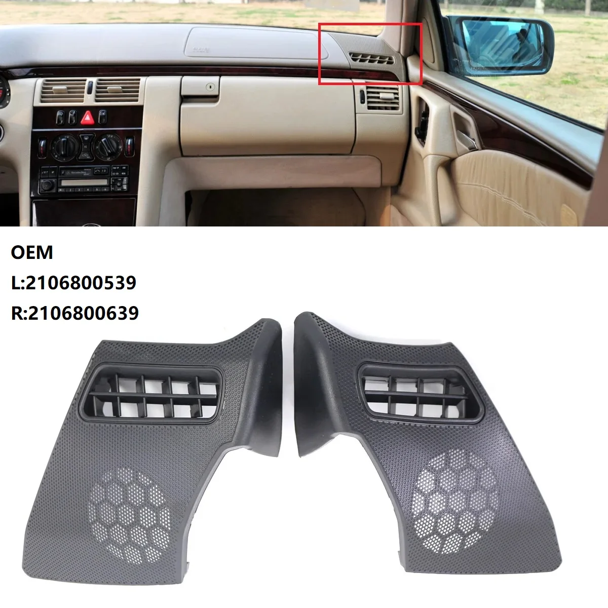 

2106800639 A2106800539 Car Dash Board Air Vent Speaker Grill Cover for Mercedes Benz W210 E-CLASS 1996-2002 Car Styling