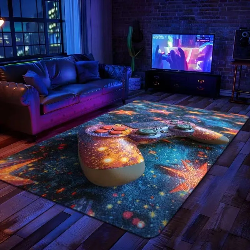 3D Game Console Symbols Cards Game Rugs Teen Kawaii Living Room Bedroom Anime Carpets Child Aesthetic Room Decor Large Floor Mat