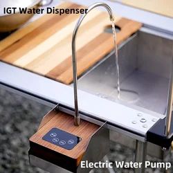 Outdoor IGT Table Accessories IGT Water Dispenser Electric Water Dispenser Water Pump Stainless Steel Sink Camping Supplies