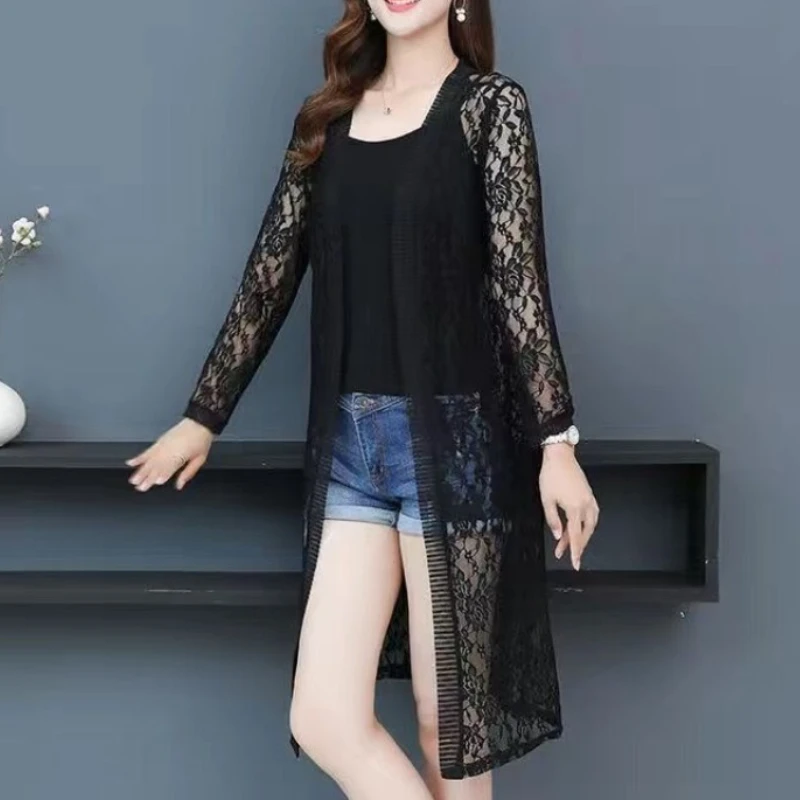 Spring Summer Sun Protection Clothing Women Long Cardigan Female Cardigans Women Lace Coat Ladies Shawl Outerwear