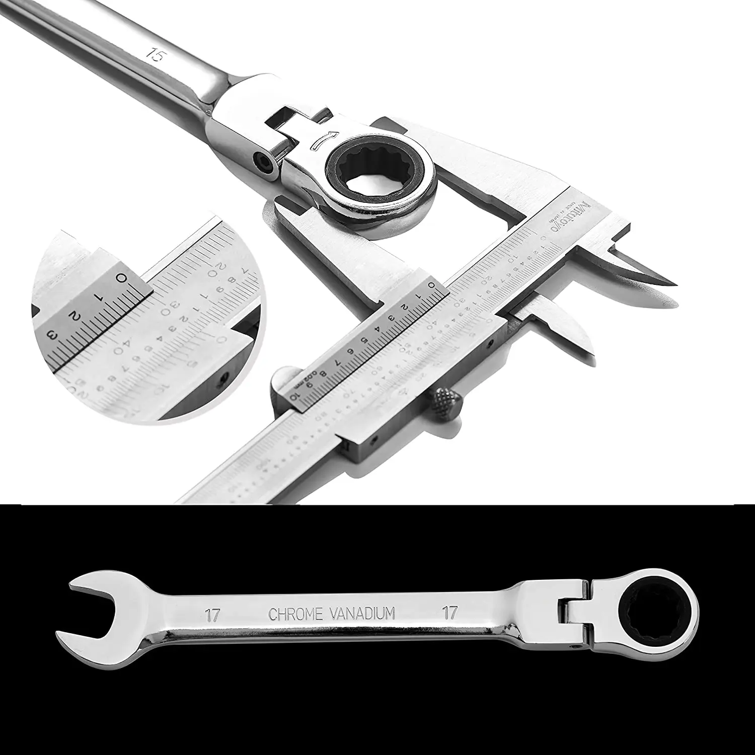 WOZOBUY Ratchet Metric Wrench Set, Movable Head Socket Wrench  Gear Ring Torque Key Wrench Set Car Repair Tool