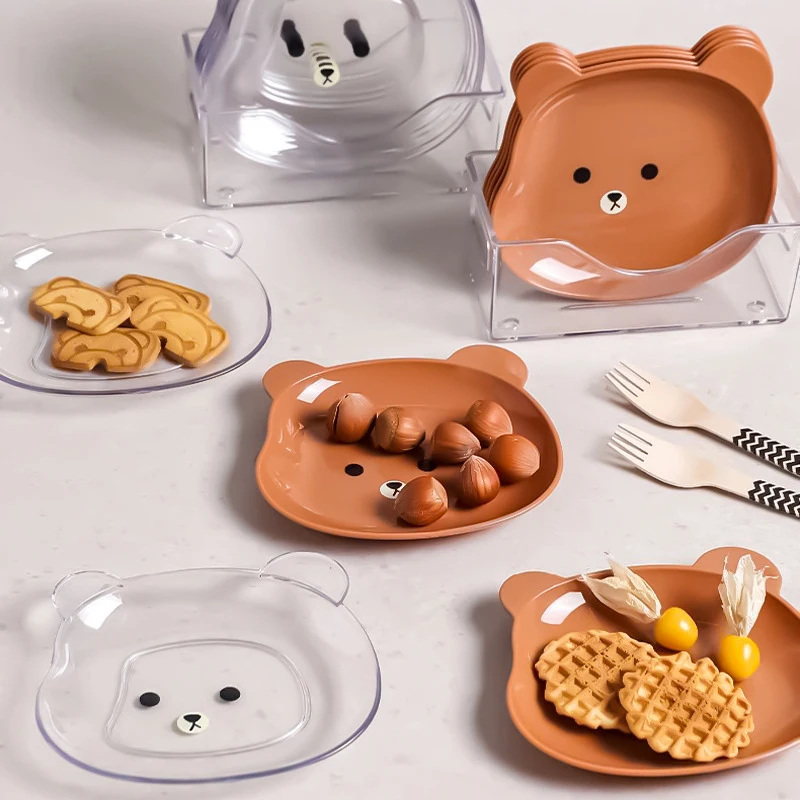 Little Bear Dinner Plate Cartoon Shape Bear Spit Bone Dish Desktop Trash Tray Snack Food Residue Fruit Plate Kitchen Tableware