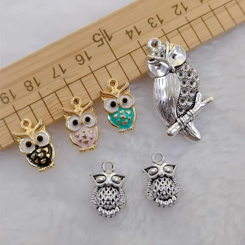 14pcs 20x11mm Enamel Colorful Owl Charms Pendants for Jewelry Making Necklace Earrings DIY Handmade Craft Accessories