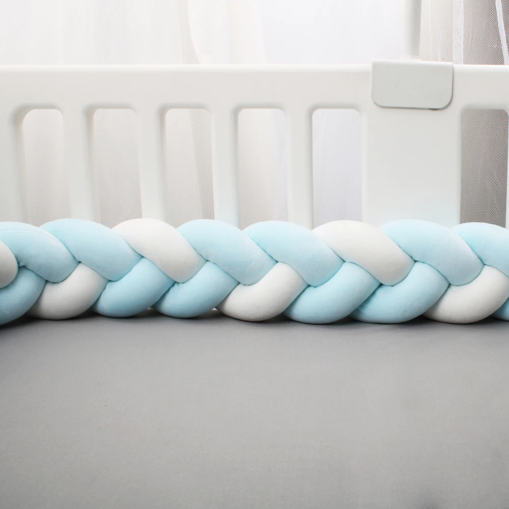 Baby Braided Crib Bumper Boy Blue Blue White Infant Room Decor