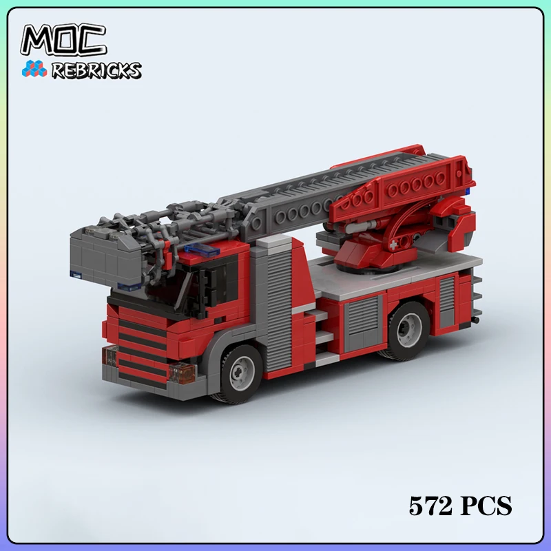 

City Series MOC New Type Fire Ladder Truck 572PCS Building Block Model Kits DIY Assembling Display Toys Children Christmas Gift