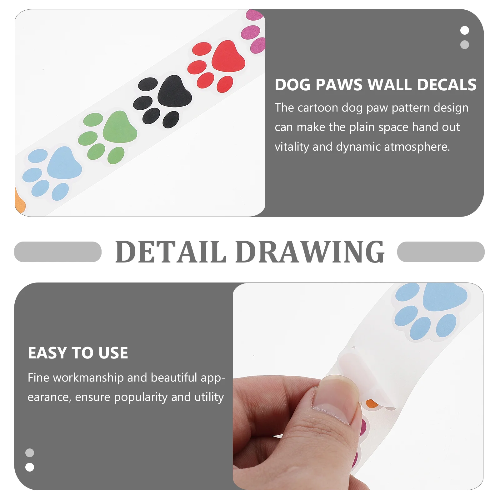 Dog Paw Stickers Footprints Wall Decal Window for Car Cartoon Children DIY Coated Paper Pet Toys Dogs Small