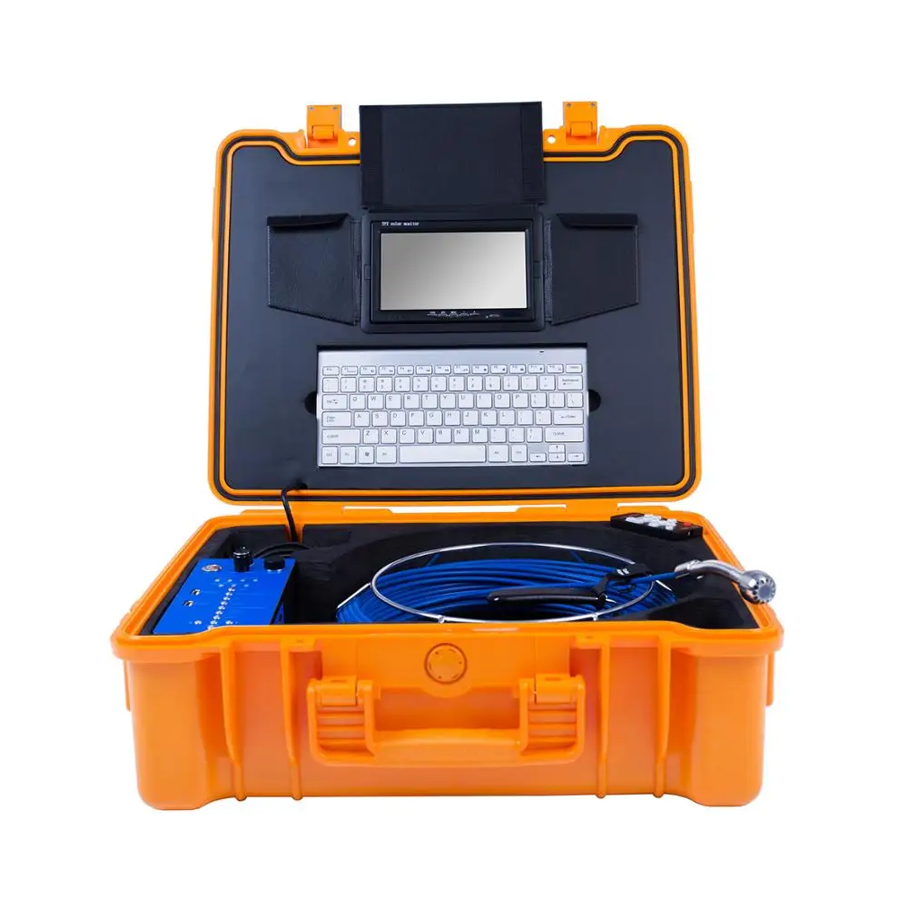 New Arrival 20m 7 Inch 25mm Camera Head Sewer Pipe Inspection Camera System With Meter Counter Keyboard Typing DVR