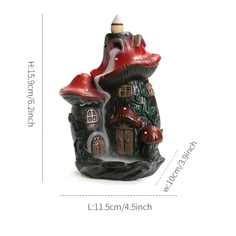 1pc, Resin Mushroom House Backflow Incense Burner Halloween Christmas Creative Gift Decoration (Without Incense) view 6