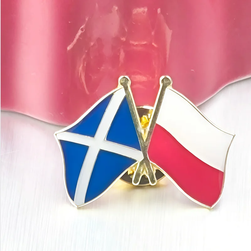 Scotland Poland Flag Metal Soft Enamel Lapel Badge Pins Brooches