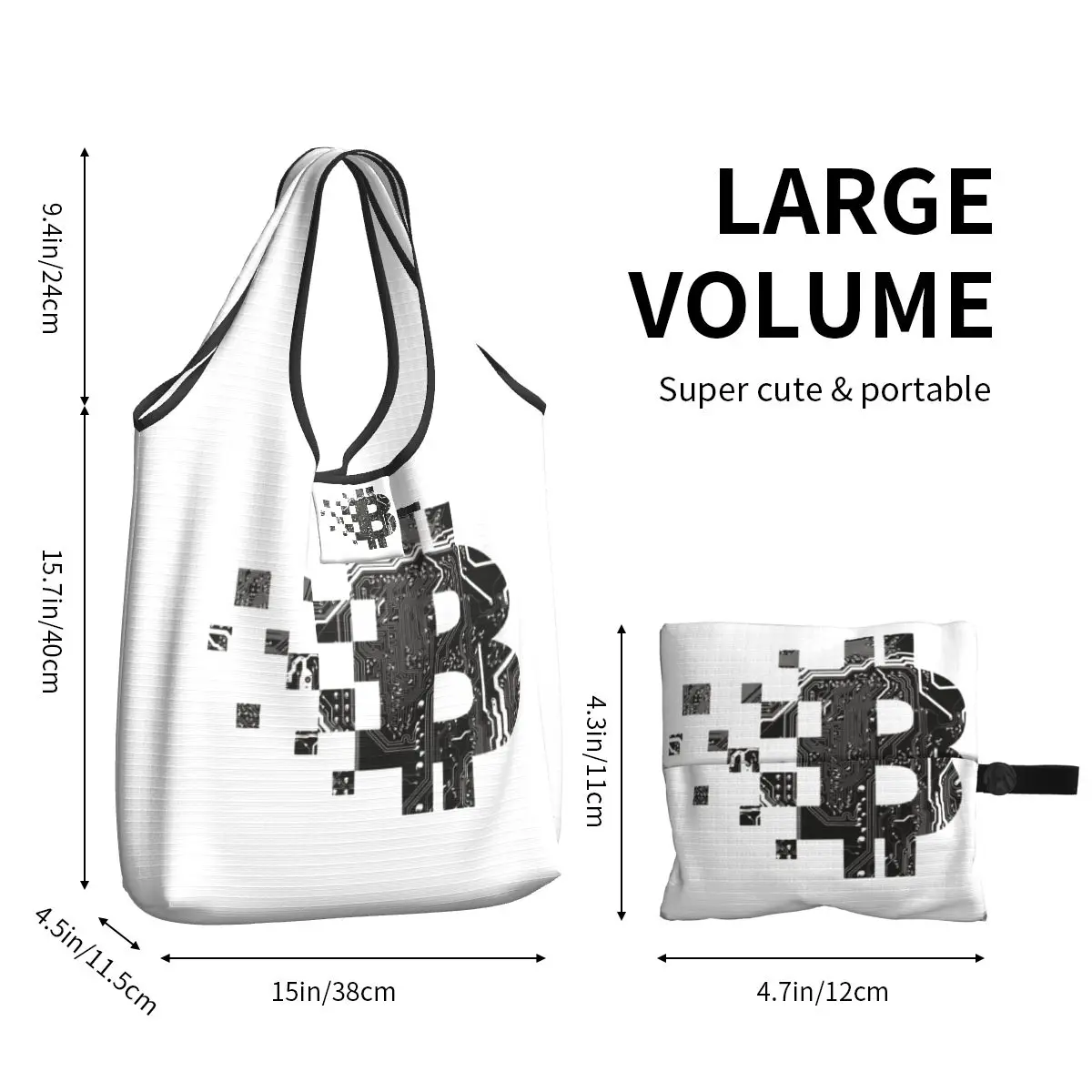 Reutilizável Bitcoin BLOCKCHAIN CICUIT BOARD Sacos de compras para mercearia, Sacos de mercearia dobráveis, Grandes sacolas laváveis